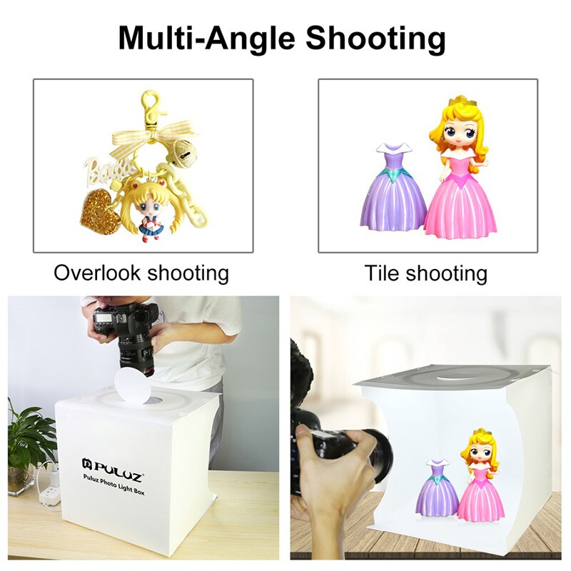 30cm Mini Foldable Photo Studio Box Photography Lightbox Studio Shooting Tent kit with LED Ring & 6 Color Backdrops