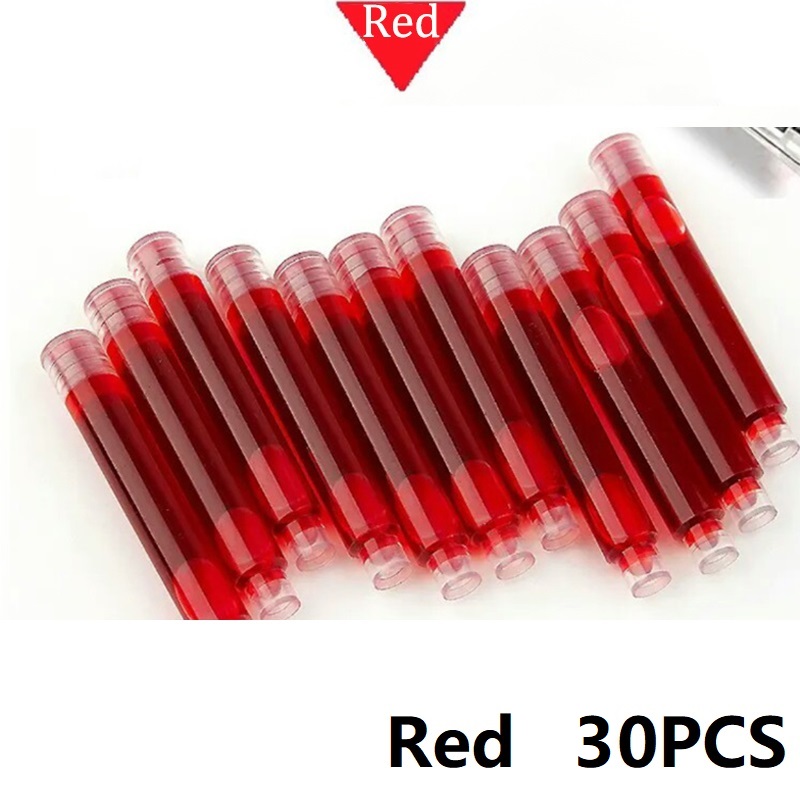 30 pièces encre pour stylo plume stylo plume cartouche papeterie stylos pour écriture encre 3.4 MM diamètre d'alésage GB02: Rouge