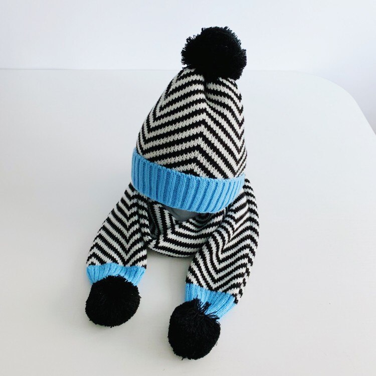 Kids Cartoon Bear Stripe Hats And Scarf Baby Set Girl Boy Cap Scarf Set Child Winter Earmuffs Warm Suit sombrero bufanda ninos
