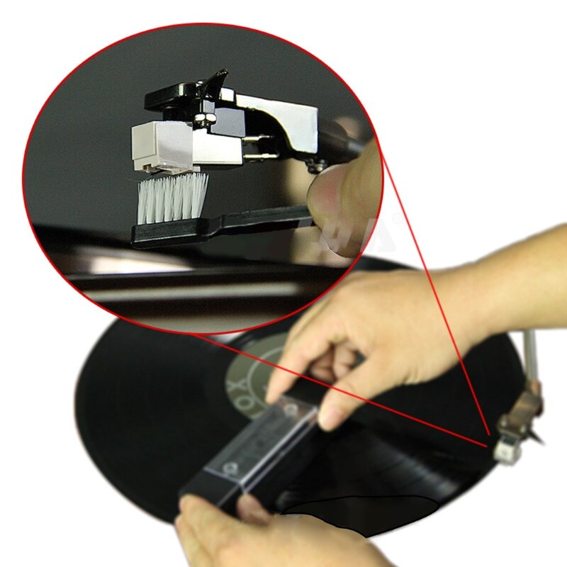 Brosse de nettoyage antistatique en velours et Fiber de carbone, 1 ensemble, pour outils de disque vinyle LP