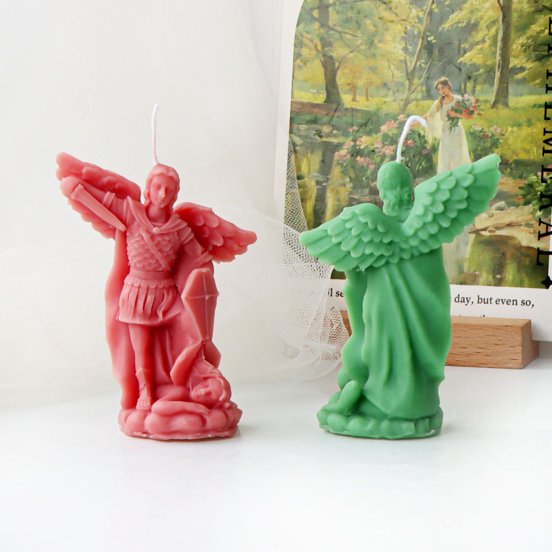 Stampo in silicone angelo guerriero per candela fatta a mano, sapone in gesso, resina epossidica, decorazione al cioccolato, gesso, ghiaccio, stampo da forno fai da te