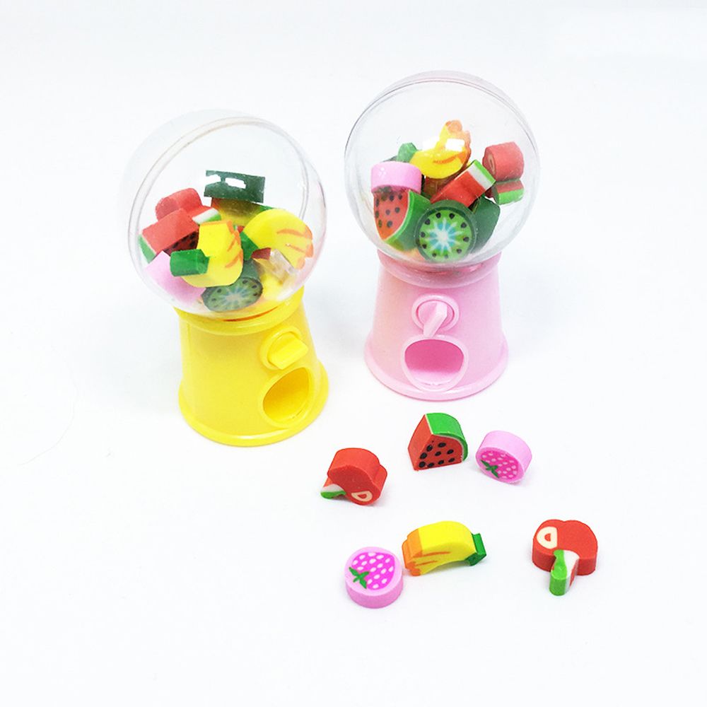 Novelty Gag Toys Anti-stress Fruit Animal Shaped Candy Machine Eraser Mini Rubber School Office Correction Supplies Kids