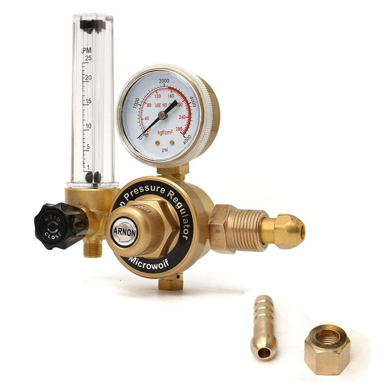 Durable AR Argon CO2 Gauge Pressure Regulator Mig Tig Flow Meter Control Valve Reducer Welding Gas Single Tube Aquarium
