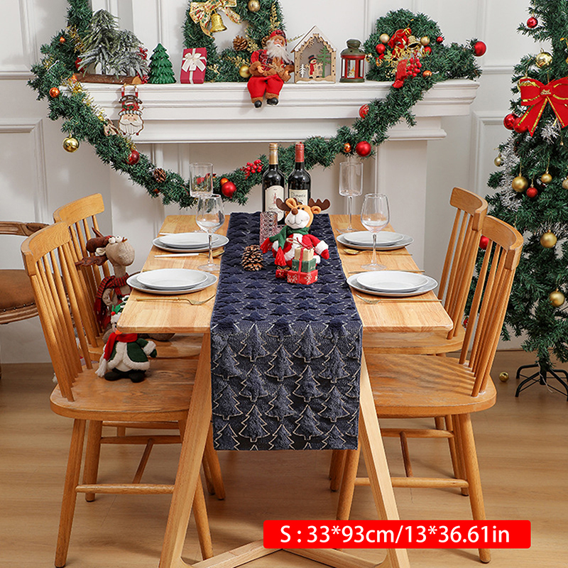 ​ kerstbomen zachte pluche tafelloper voor binnen buiten thuis party decor keuken eettafel.: 32*210 CM / WIT