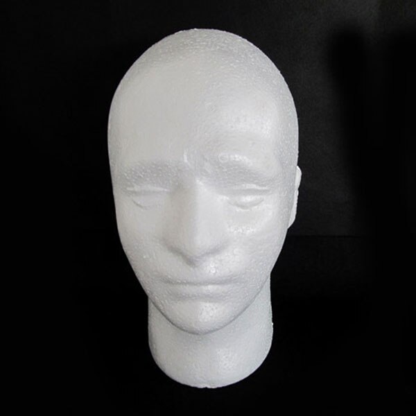54cm mannequin skum hvit isopor styrofoam dukke trening hode lue headset modell parykk briller hatt display stativ rack