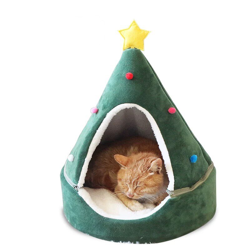 Cama de gato invierno cálido cama de Navidad para gatos Cueva de perro mascota cama desmontable para gatos cama para gato: 3 / S