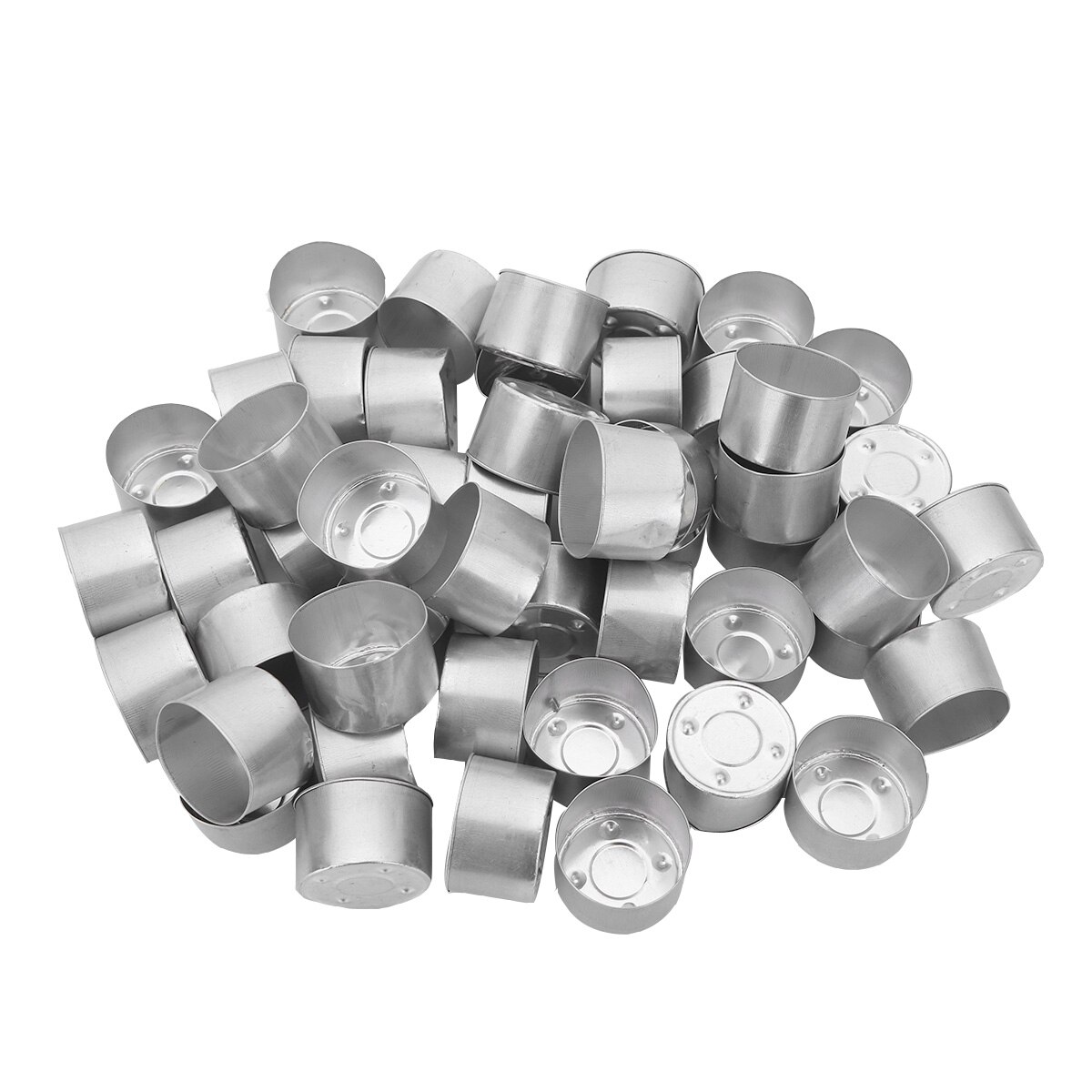 50 stk tomme lysformede letvægts premium aluminium te lys kopper pander fyrfadslysholdere til diy lysfremstillingsprojekter