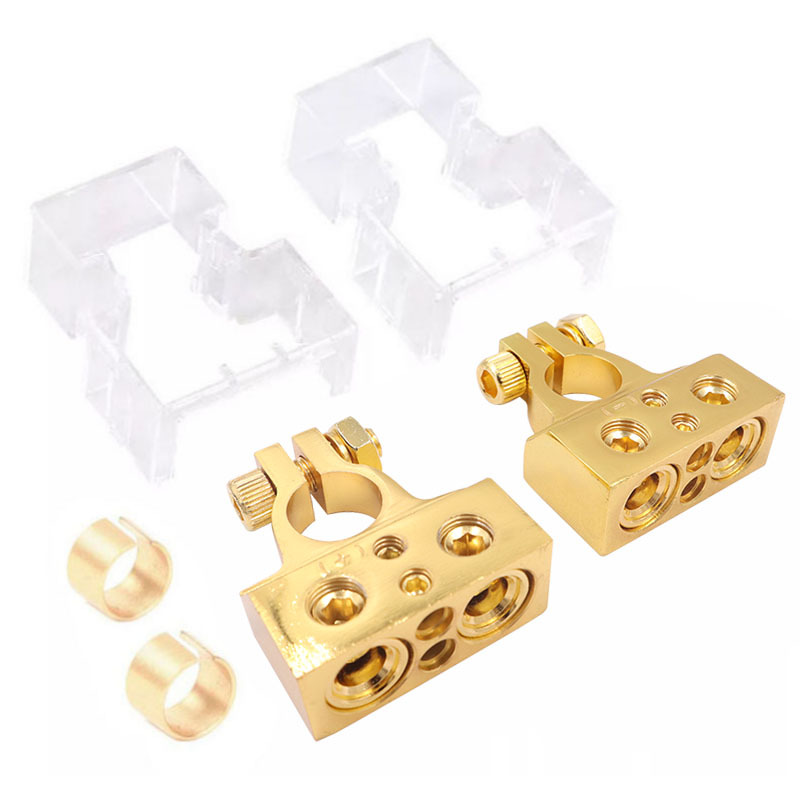 Battery Terminal Connectors 0/2/4/6/8/10 AWG Battery Terminals Car Marine Battery Terminal Connector with Shims Protector Cover