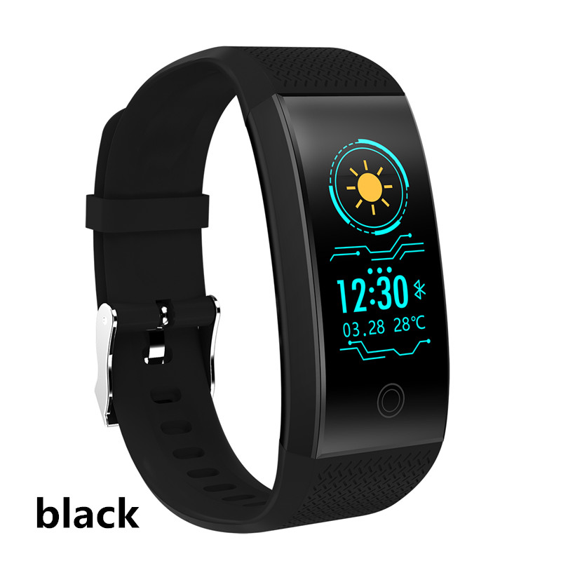 Amynikeer  qw18 smart-armband fitness-armband herzfrequenz schlafüberwachung schritt uhr armband  ip68 wasserdichtes sport-smartband: Schwarz