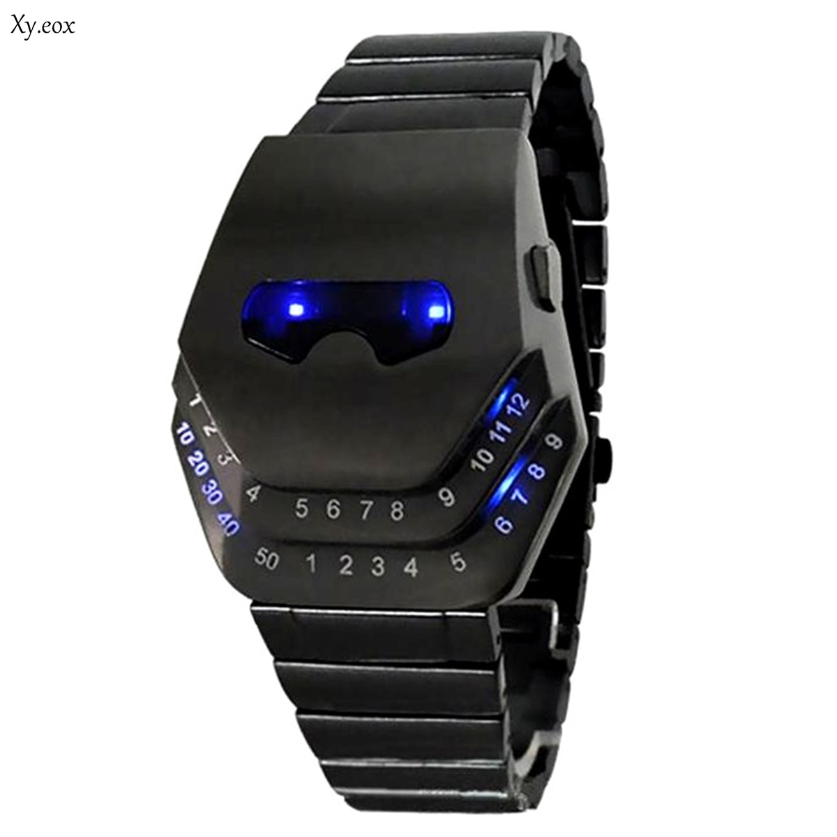 Mens Stainless Steel Snake Head Blue LED Wrist Watch Cool