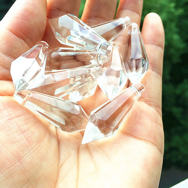 10 stk/parti 37mm klare lysekrone tilbehør glass krystaller glass lampe prismer deler u-istapel dråper hengende anheng+frie ringer