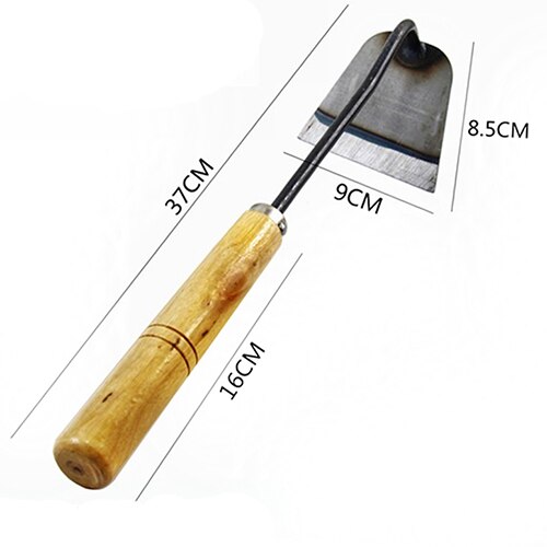 Agricultural Tools Garden Household Weeding Hoe Manganese Steel Outdoor Wooden Handle Digging Hand Tools Planting Utensils: 37x9CM