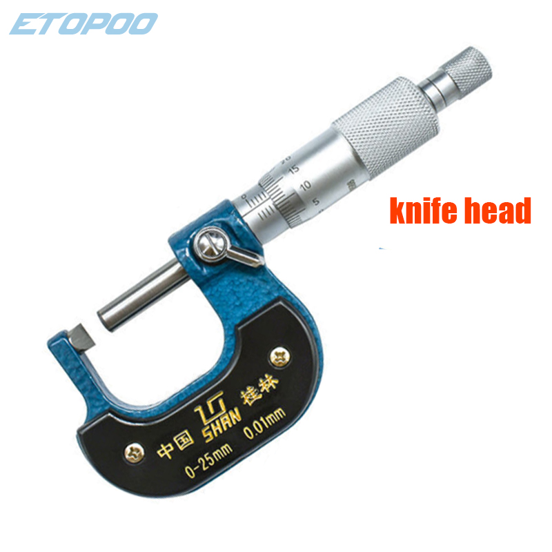 Tube Micrometers 0-25mm/0.01mm Gauge Micrometer For Measuring Thicknes Of Pipes And Tubes Vernier Caliper Measuring Tools: knife head