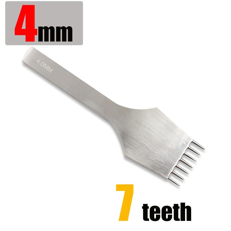 umierać-stali nierdzewnej skórzany punktak pneumatyczny okrągły otwór rękodzieło skóra dłuta kłucia żelaza szwy narzędzia robić skóry 3/4/5mm rozstaw: 4mm 7 teeth