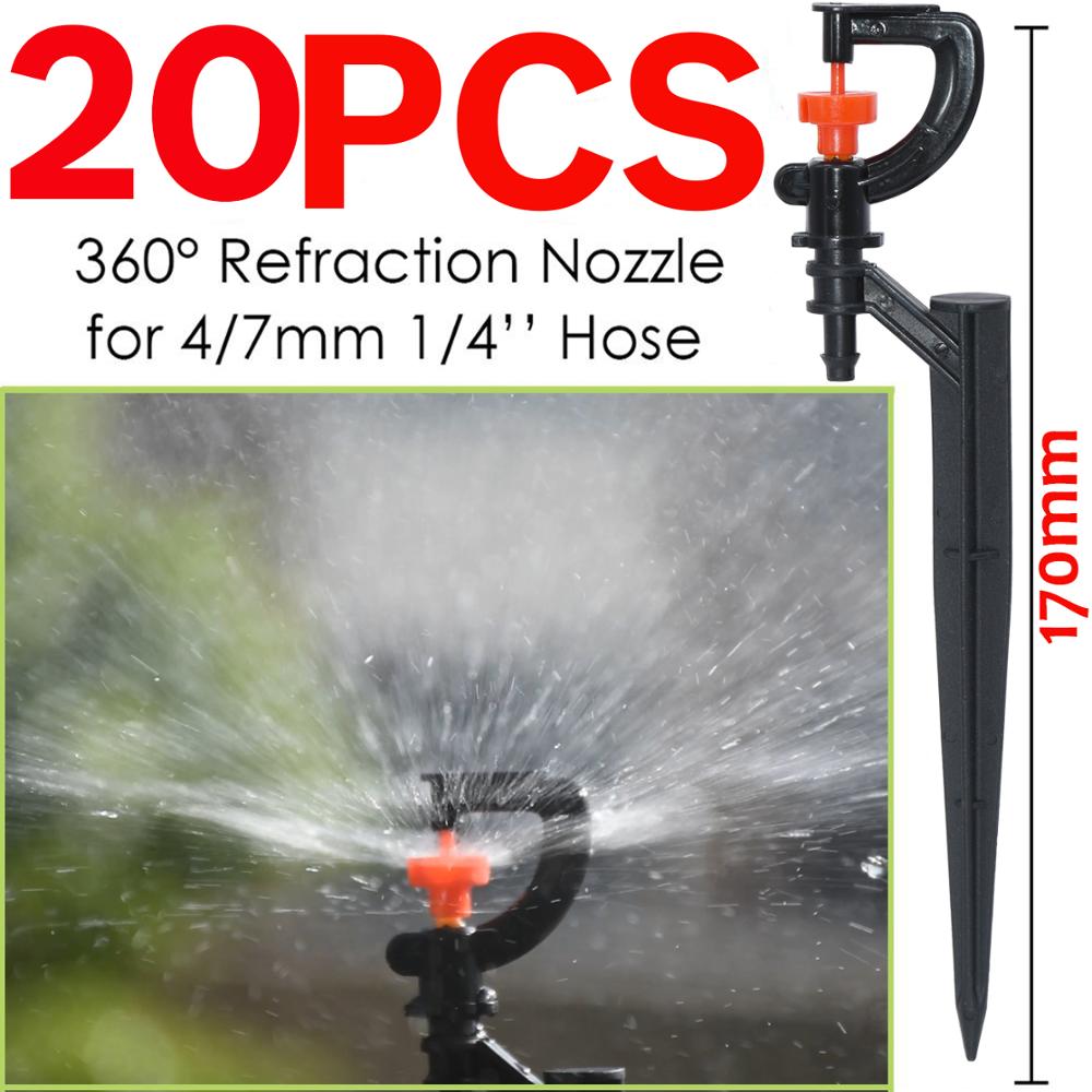 Kesla 15 st 90/180/360 ° dimmunstycke 13cm påle 1/4 & #39 ;& #39 ; trädgård bevattning sprinkler droppbevattning växthus vattning blomma: Ksl 01- kit 226-20 st