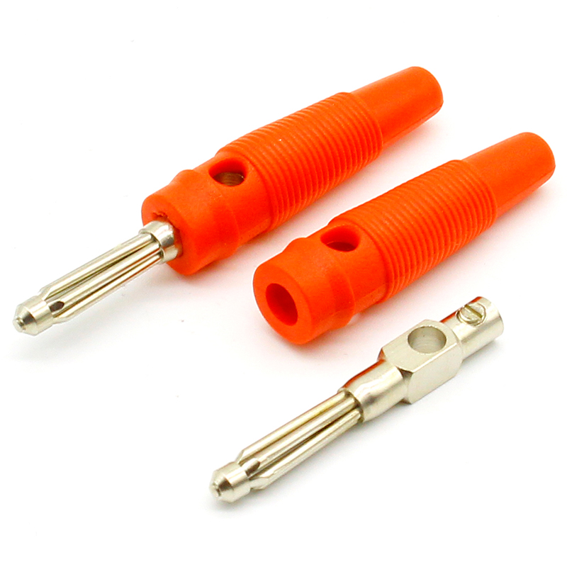 Conector de enchufe Banana apilable lateral sin soldadura, cobre, rojo y negro, 4mm, 5 pares/10 Uds.