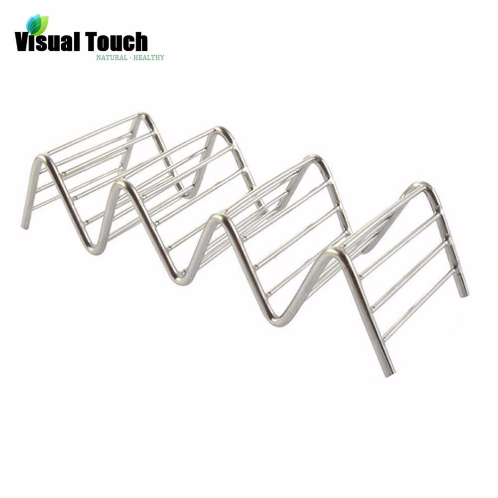 Visual Touch Taco Holder Stainless Steel Taco Server Rack Dish Sandwiches Serving Plate Buffet 3/4 Slots Rustproof Rack Bracket