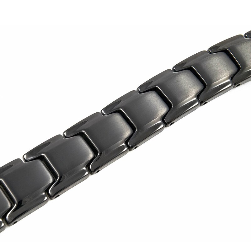 Pulsera de acero y titanio para hombre, brazalete magnético negro y oro rosa, para hombre BMF88