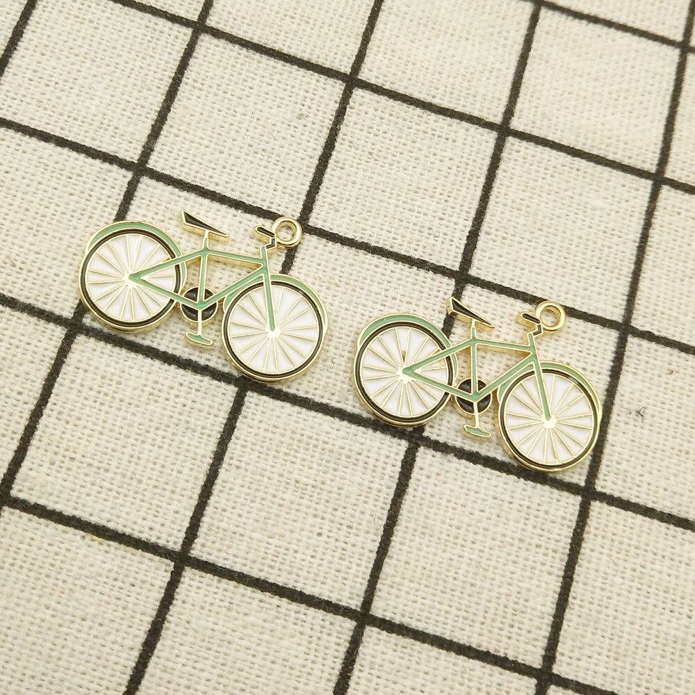 10pcs enamel bicycle charm jewelry accessories earring pendant bracelet necklace charms zinc alloy diy finding 16x29mm