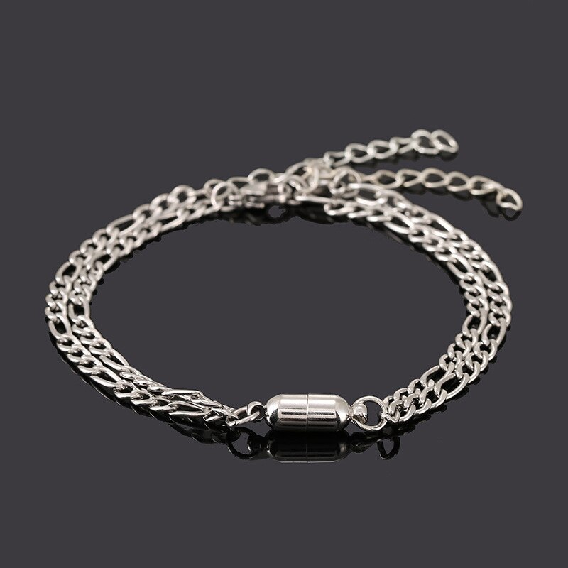 2 Teile/satz Edelstahl Magnetische Armbinde Frauen Männer Verknüpfung Kette Paar Armbinde Valentinstag'Tag Schmuck