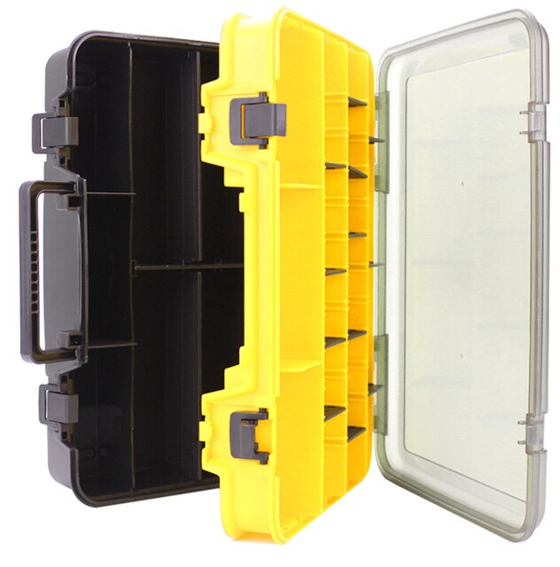 Large-Capacity Double-Layer Fishing Tackle Box Multifunction Carp Fishing Accessory Storage Box Portable Fishing Bait Box: Double Layer Yellow