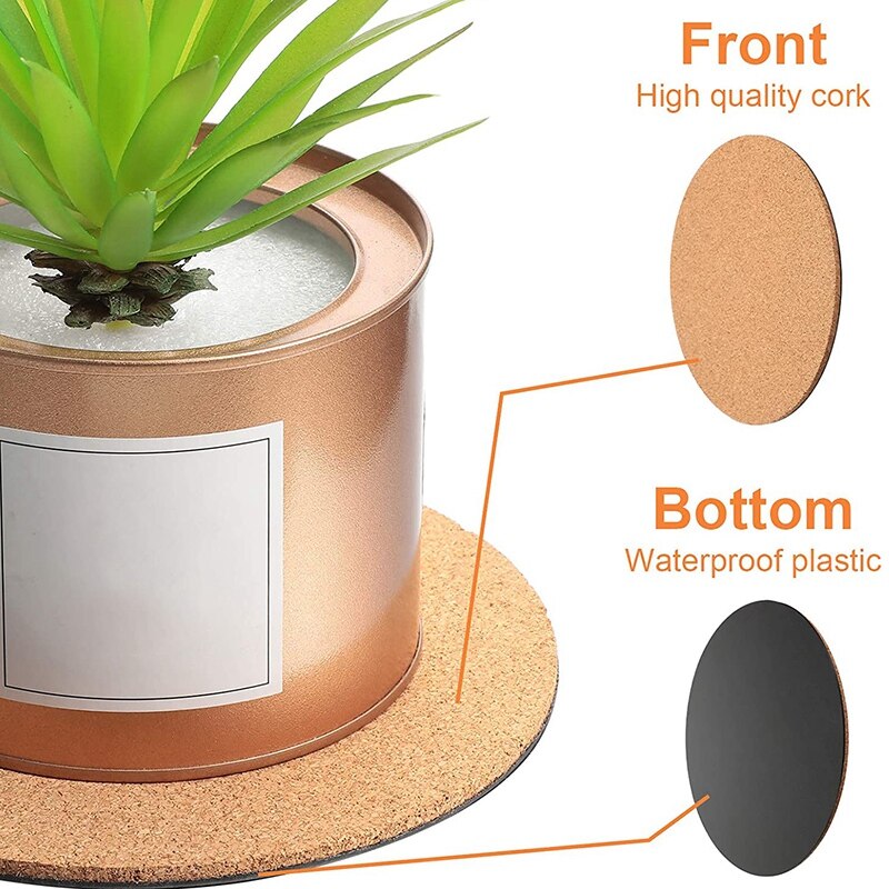 10 Pieces of Cork Plant Plastic Mat Round Cork Mat Round Board Mat Gardening Indoor Outdoor Flower Pot DIY Craft Project