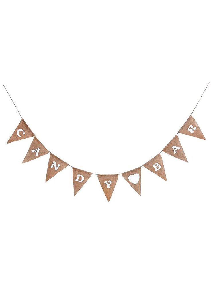 Candy Bar estampado corazón Banner banderines de arpillera triángulo arpillera Banner triángulo para banderas, banderas de Carnaval de Decoración: With letters