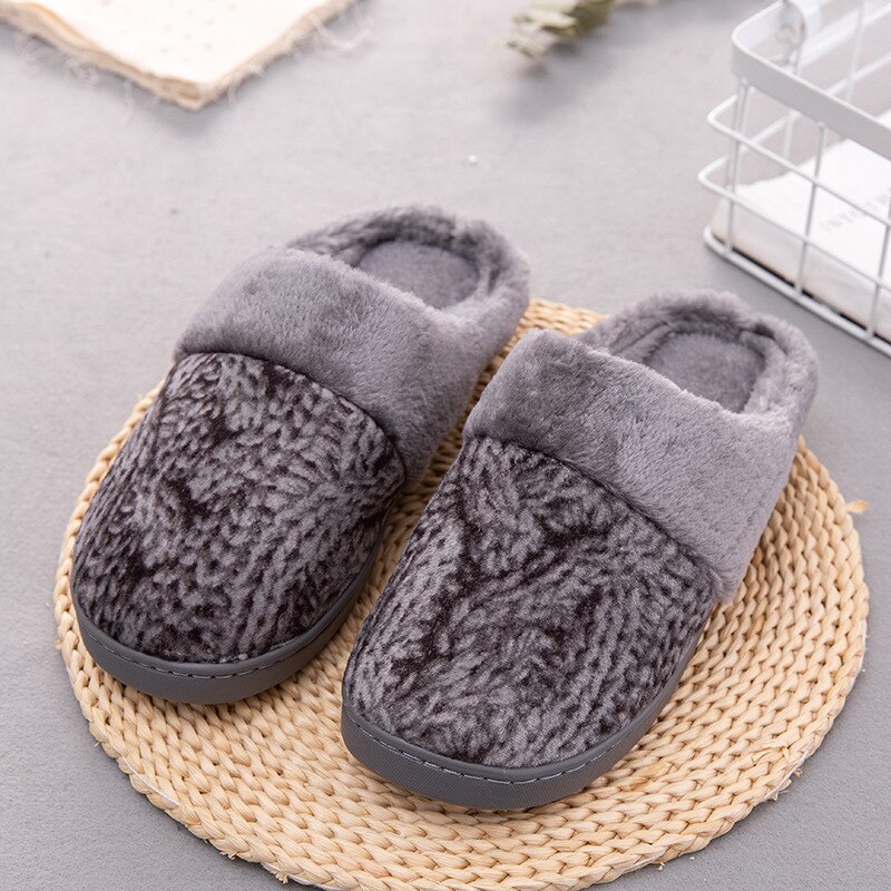 Herrtofflor inomhus hem plysch tofflor håller värmen halkfri vinter bomullstofflor för vuxna pantoufle homme xkd 8077