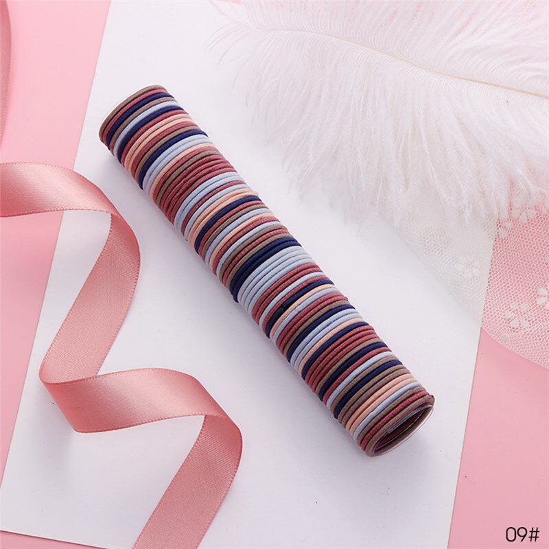 50 Stks/partij 3 Cm Vrouwen Meisjes Elastische Haarband Kleurrijke Hair Ties Touwen Scrunchy Paardenstaart Rubberbands Tie Gum Accesorios: 09