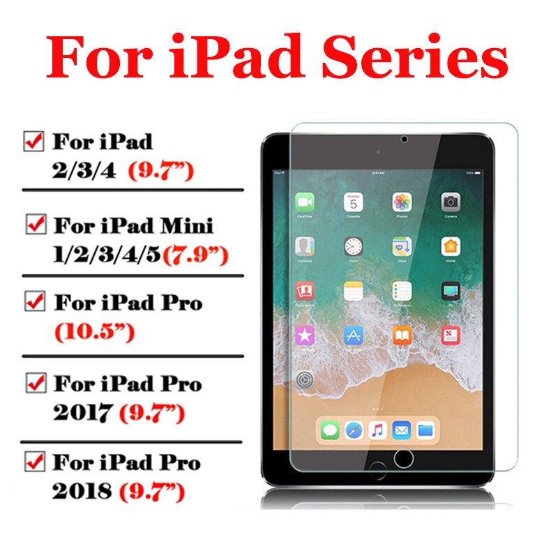 2.5D Protective Glass Case for Ipad Mini 2 Glass Protection for Ipad 2 Mini 3 4 5 Pro 7.9 9.7 10.5 Inch Screen Tablet