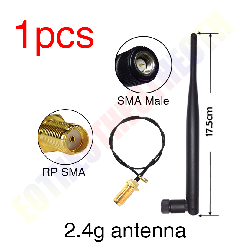 2.4Ghz Wifi antenna 5dbi SMA Male connector Omni-Directional 2.4G antenne IOT Router wi fi Antena 21cm RP-SMA Male Pigtail Cable: 1 piece