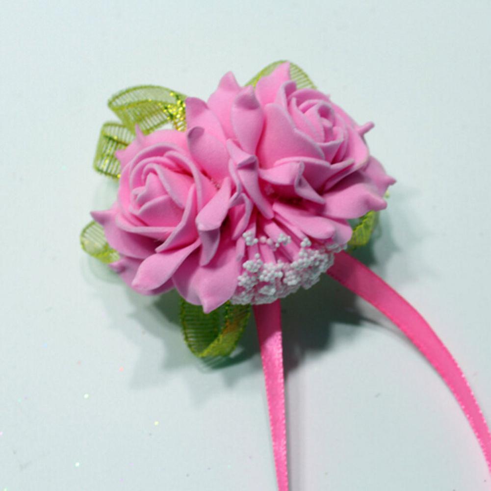 Mousse Rose fleurs mariée demoiselle d'honneur poignet Corsage mariage ruban Bracelet