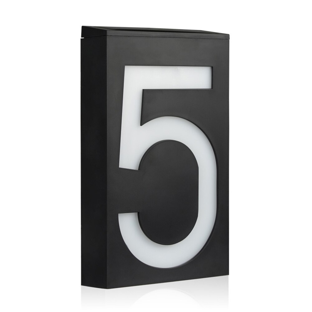 Solar Powered 0-9 LED Light House Address Number Street Road Doorplate Wall Lamp: 5