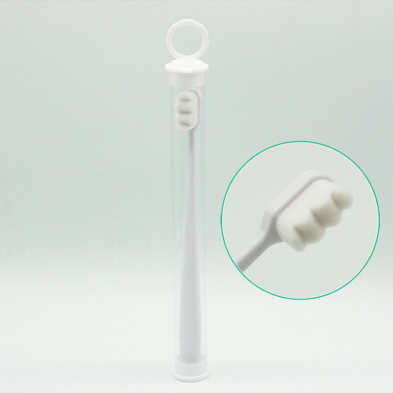 1 Pcs Ten thousand hair toothbrushes pregnant women and children soft toothbrush super soft with PVC tube: white wave1