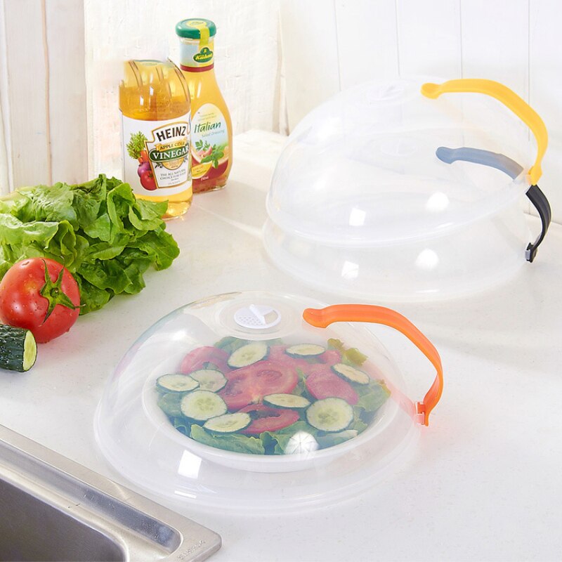 Food Cover Microwave Oven Dish Pan Lid Plate Stove Cover Cookware Lid Transparent Anti-Splash Cap With Handle