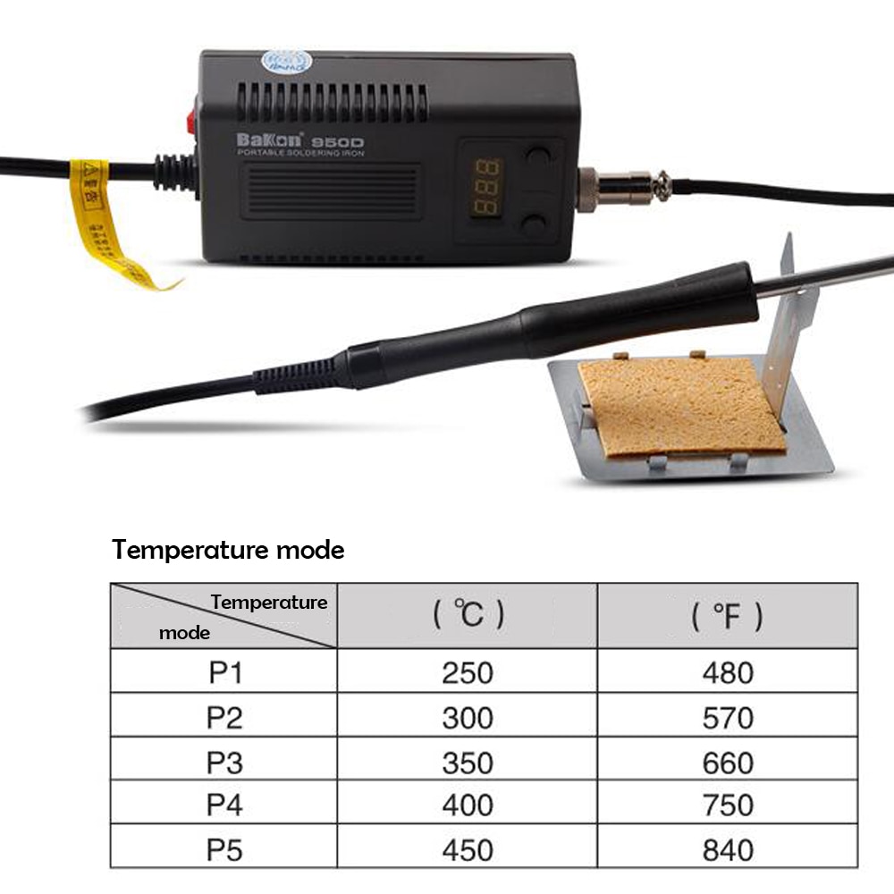 BAKON 950D 75W Mini portátil de soldadura de hierro Digital Estación de soldadura BGA kit con 6 uds/T13 punta (B K me BL B2 BC3 o BC2) 110-220v