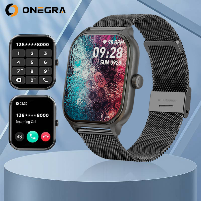 Smart Watch para homens e mulheres, mostrador personalizado, relógios de aço, rastreador de fitness esportivo, frequência cardíaca, smartwatch para Android e iOS, novo: CINZA