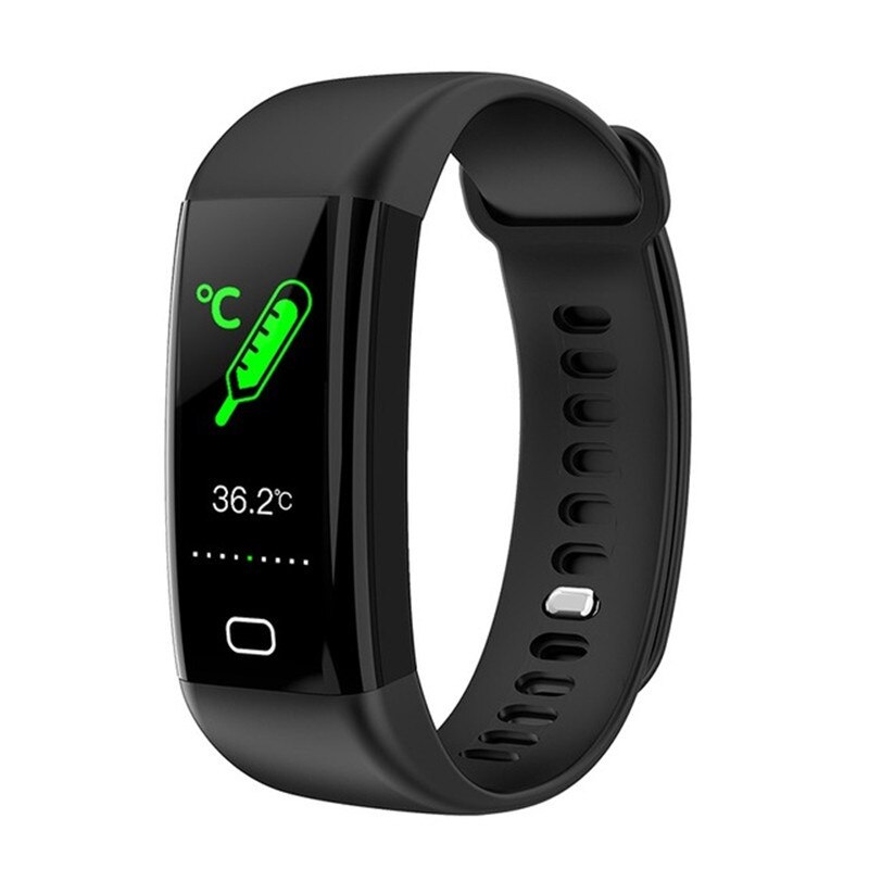 F77 Smart Polsbandjes Lichaamstemperatuur Professionele Waterdichte Fitness Armband Sport Tracker Alarm Passometer Smartwatch: Black