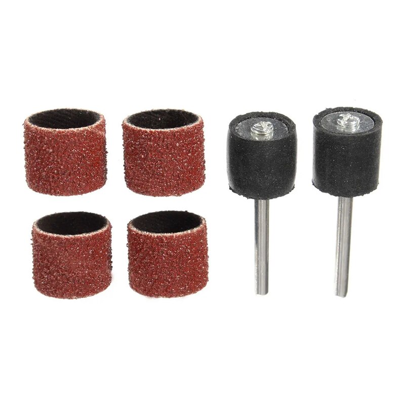 100Pcs 80/120/240/320 Grit Abrasive Sanding Sandpaper Sleeves With 2 Sanding Drum Mandrels Fit Dremel Rotary Tools