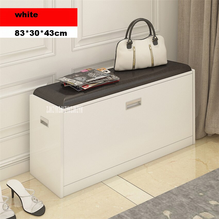 MAZ80 Free-Installation Wood Tipping Bucket Shoe Storage Cabinet Multifunctional Change Shoe Stool Shoe Rack Shoes Trying Stool: white