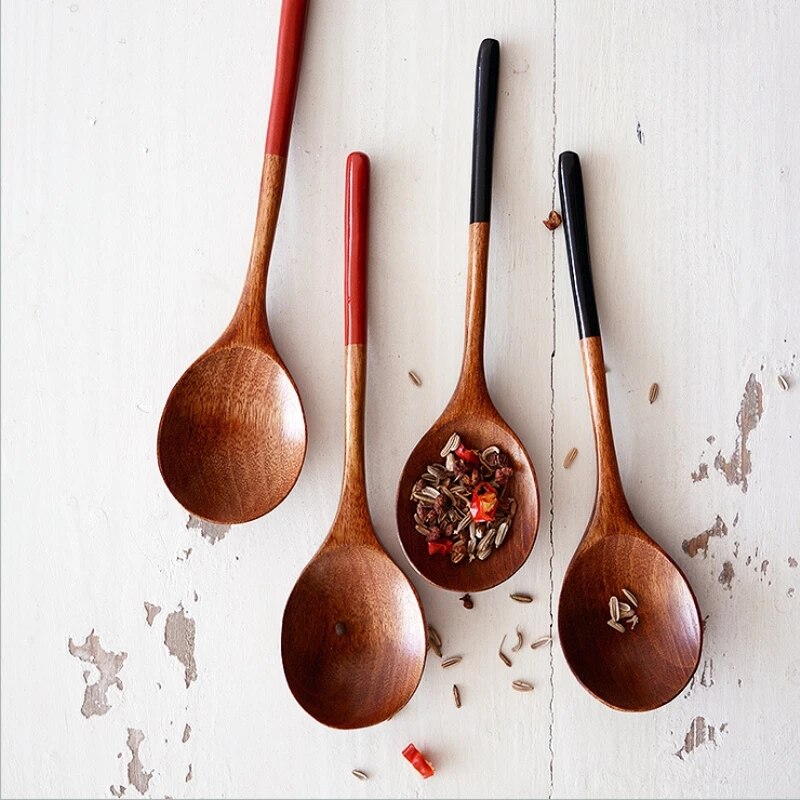Cuillères à soupe japonaise en bois, cuillère à Dessert, petite cuillère à café en bois, cuillère à glace pour enfants, ustensiles de cuisine en bois, vaisselle 1 pièce