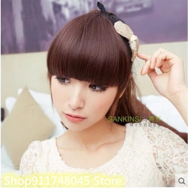 Ladies Thick Hair Neat Air Bangs Clip Hair Bangs With Sideburns Fringe Front Hairpiece