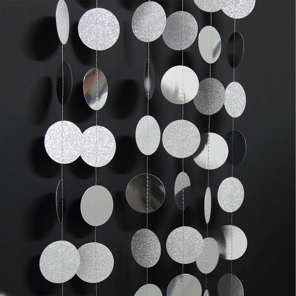 Guirnaldas redondas de puntos circulares de papel gris y negro con purpurina, pancarta colgante para de Halloween, decoración para de graduación: Azul oscuro