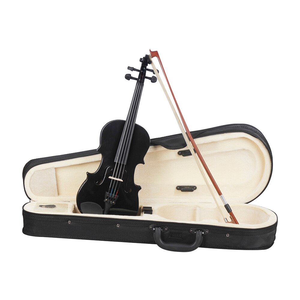 Black 1/8 Violin String Instrument Solid Wood Acoustic Fiddle With Box Musical Instrument Accessories Kids
