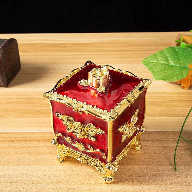 European Style Light Luxury Plastic Cotton Swab Box Living Room Home Cotton Swab Sealed Small Storage Box: A