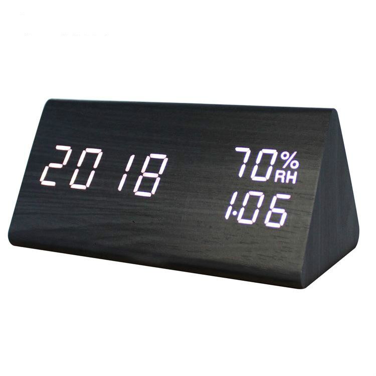 Digitale Houten Led Wekker Hout Retro Glow Klok Desktop Tafel Decor Voice Control Snooze Functie Desk Klokken Usb/ aaa