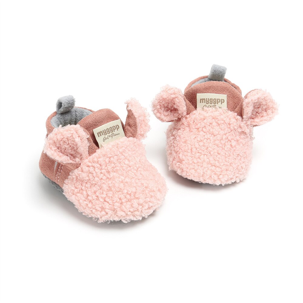 Zapatos de felpa para bebé, zapatillas gruesas de dibujos animados para recién nacidos, tenis para bebés, 1 año