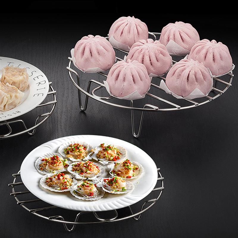 Round Cooking Rack Stainless Steel Non-Stick Grill Stack Rack Circular Wire Rack Steaming Drain Oil Holder Kitchen Cooking Tools