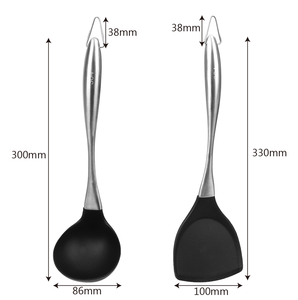 Silicone Stainless Steel Handle Kitchen Cooking Tool Soup Spoon Non-stick Heat Resistant Cooking Turners Kitchen Accessories