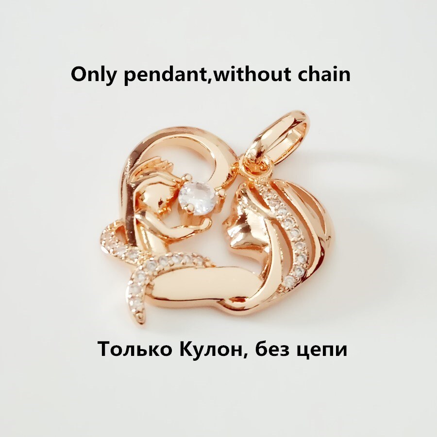 Vrouwen hanger moeder en zoon hanger vrouwen sieraden 585 gouden kleur hanger hartvormige ketting hangers: Alleen hanger